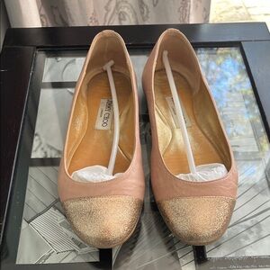 Jimmy Choo Blush and Gold Flats